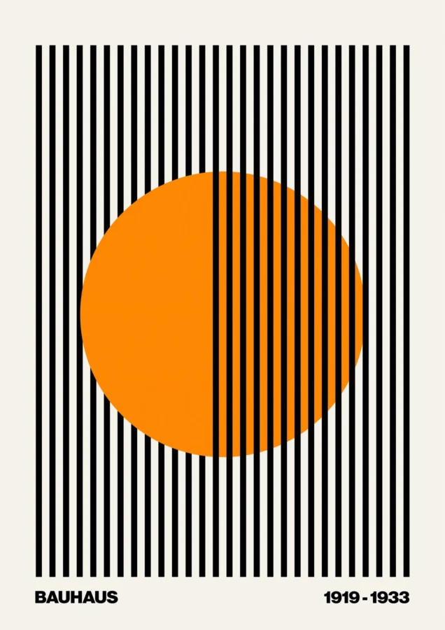 Circle Stripes Orange On White Bauhaus