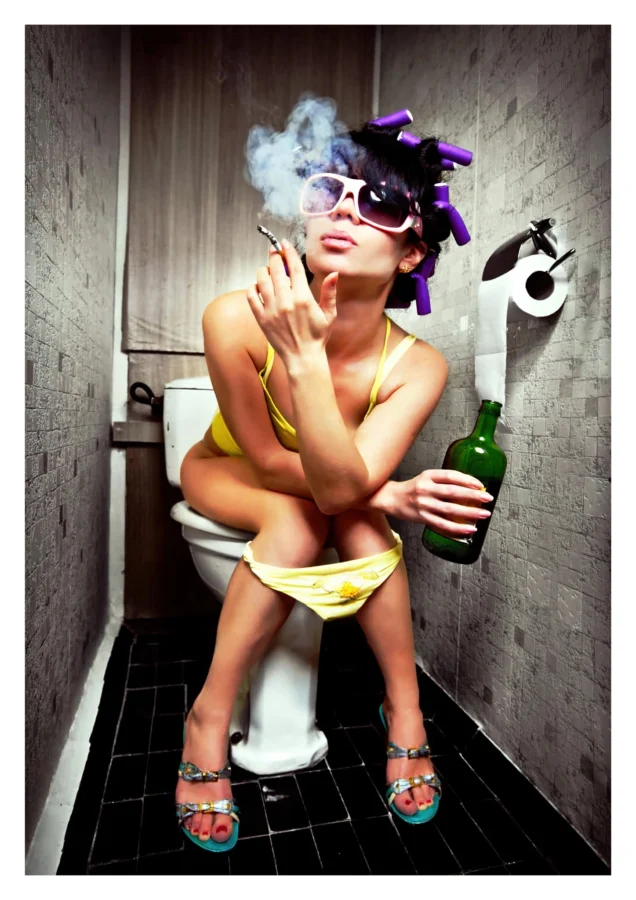 Girl Smoking On Toilet