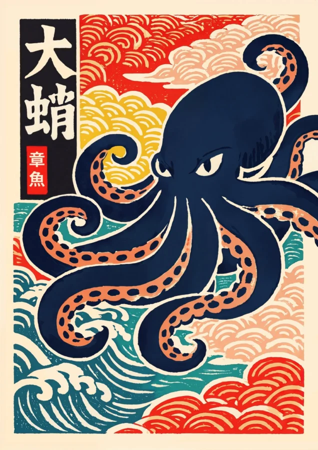 Japanese Ukiyo E Octopus