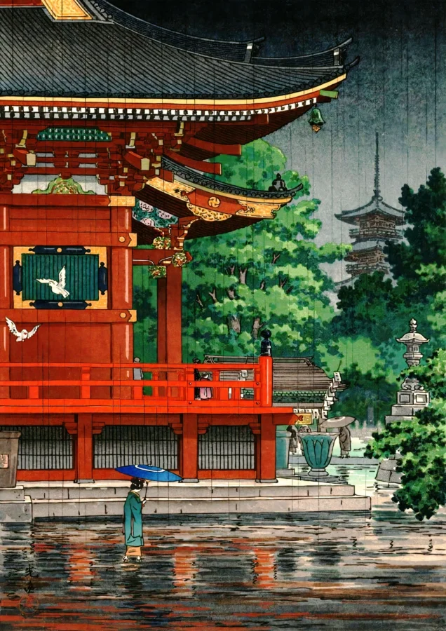 Rain At Asakusa Kannon Temple Tsuchiya Koitsu
