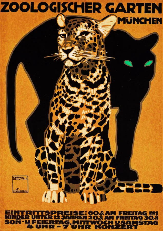 Spotted Leopard Munich Zoo Vintage Advert