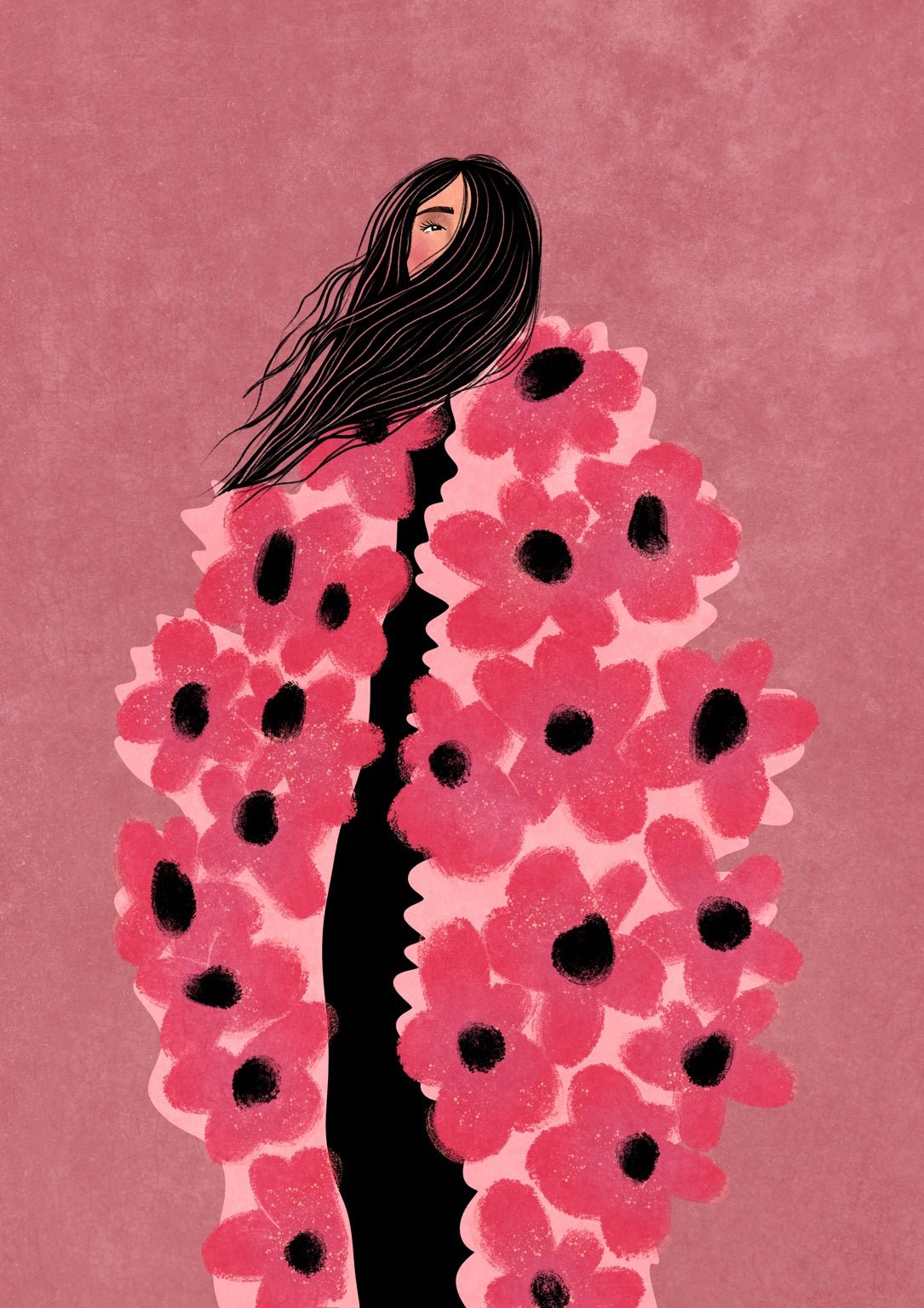 Woman Covered In Flowers, marco negro