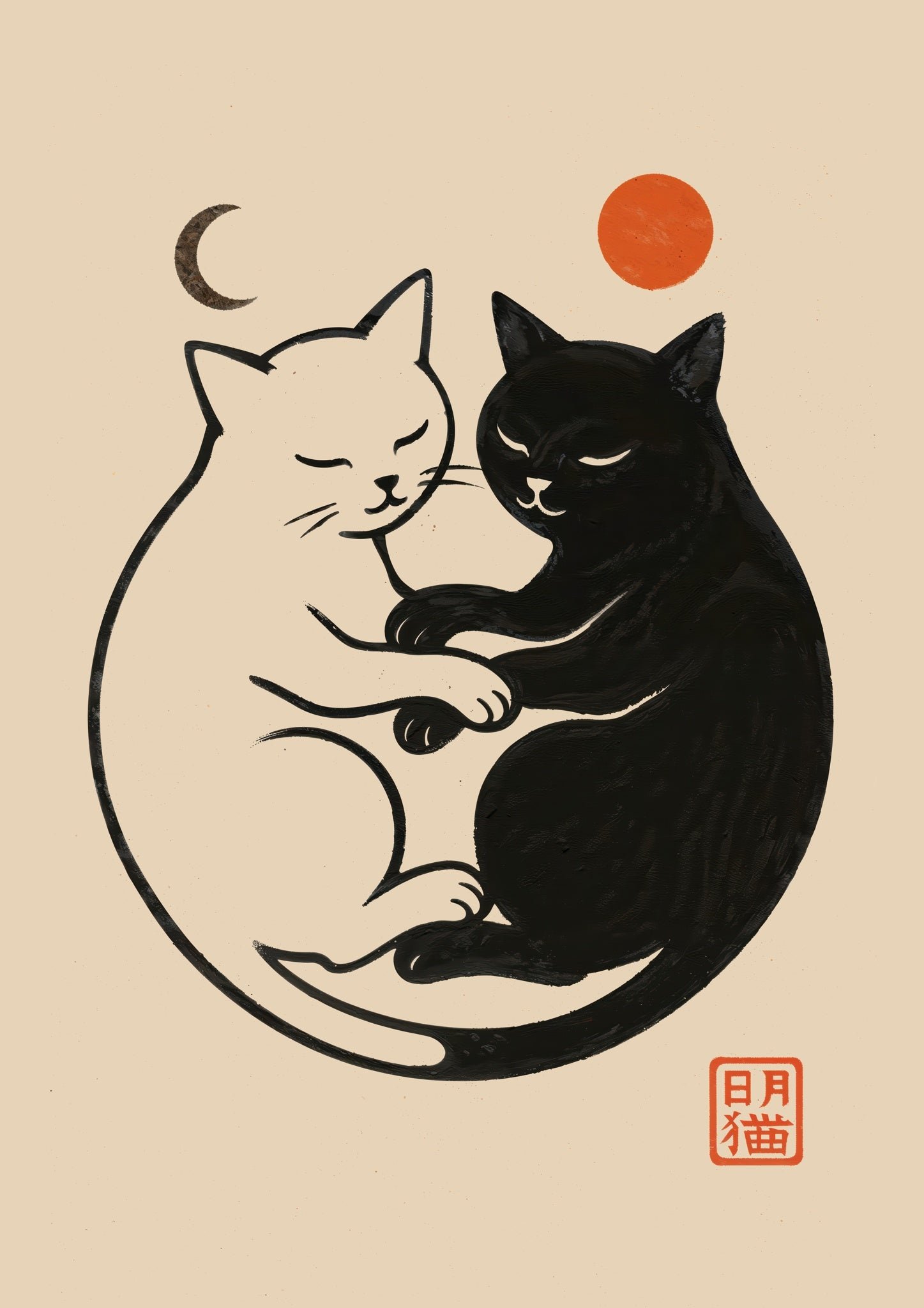 Yin Yang Cats, marco negro